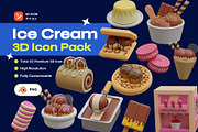 Ice Cream & Desserts 3D Icon, a Food & Drink 3D Model by orenjidesign (Thumbnail 1 of 8)