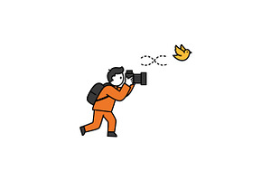 Photographer in orange outfit captur, an Illustration by designvectx