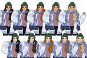 Winter Girls Clipart, a Seasonal Illustration by GlamArtZhanna (Thumbnail 4 of 5)