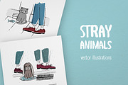 Stray cat and dog on the street, an Animal Illustration by Good Studio (Thumbnail 1 of 3)