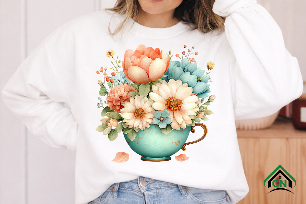 Mother’s Day Floral Teacup Clipart, an Illustration by Craft Nest (Photo 9 of 12)