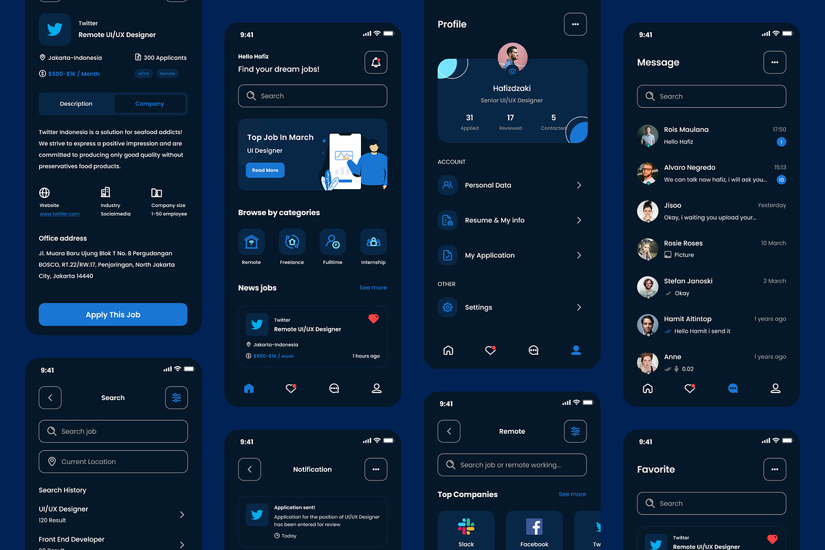 Job Finder UI Kit, a Templates & Theme by Kawalan Studio (Photo 4 of 6)