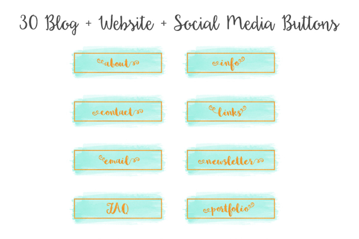 Mint Watercolor Blog Button Set, a Templates & Theme by Minty Fox Designs 