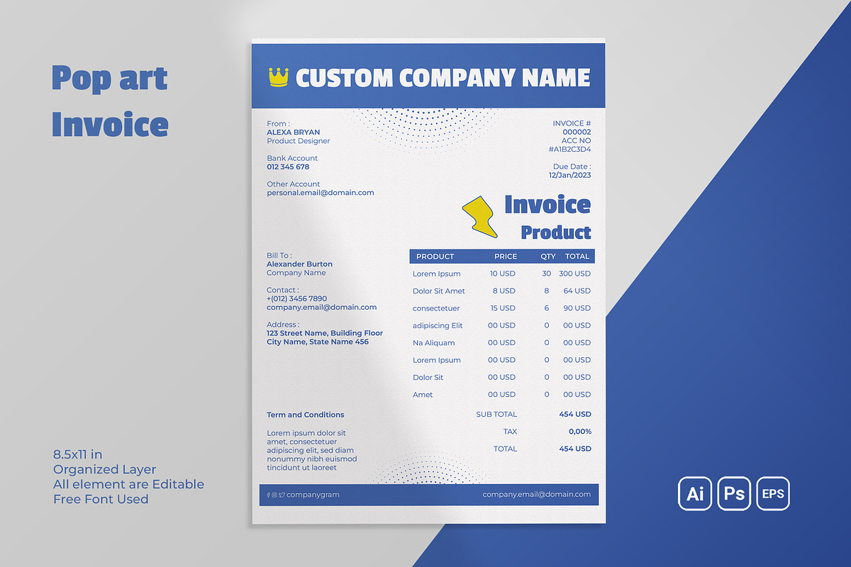 Pop Art Invoice, a Stationery Template by Fannan Studio (Photo 1 of 3)