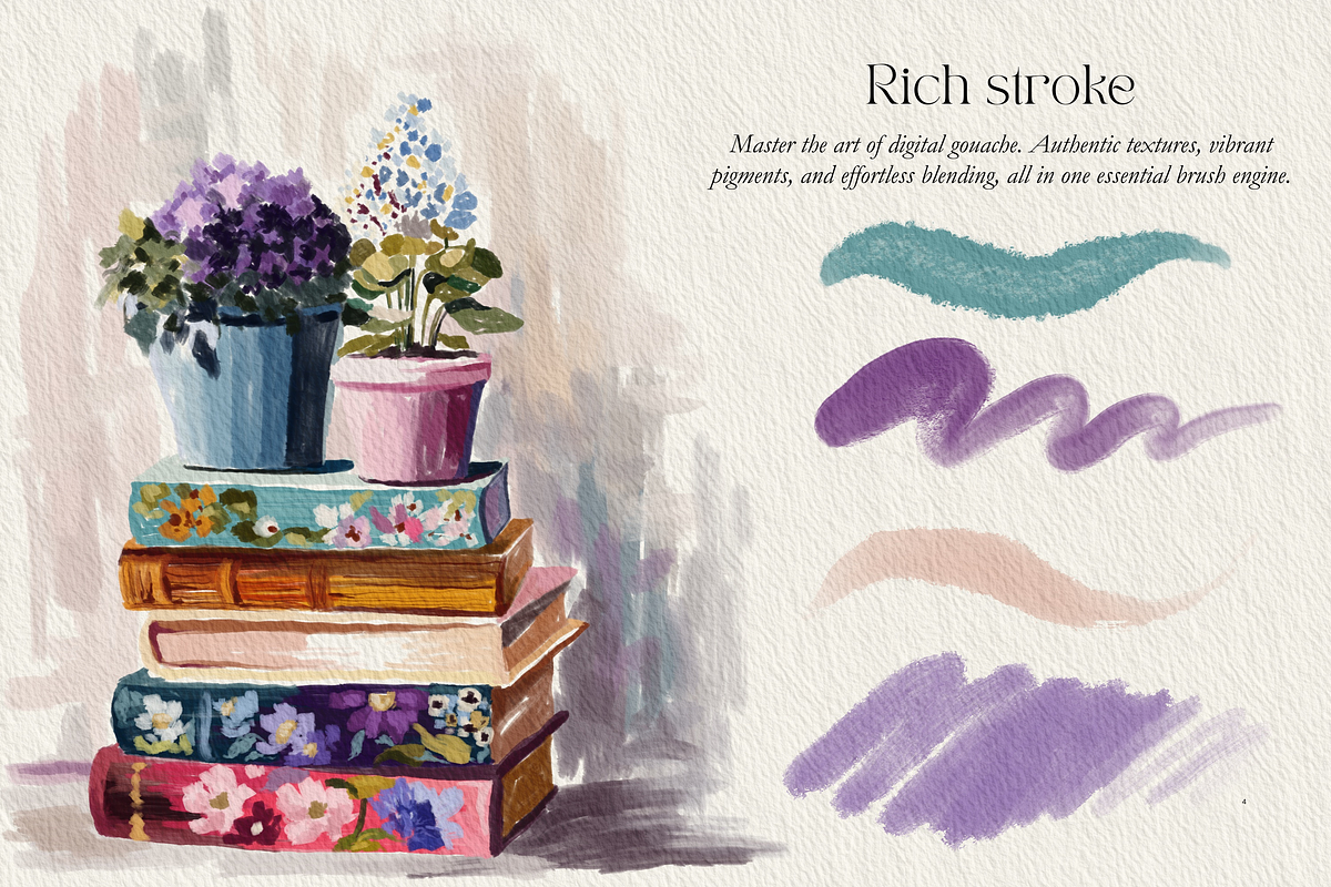 Premium Gouache Brushes Procreate, a Brush Add-On by ArtstudioByKhushbu (Photo 5 of 16)