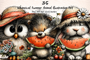Whimsical Summer Animal Illustration, an Illustration by Digital Artistic99
