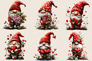 Valentine's Gnome with Flowers Clip, an Illustration by SVGArt (Thumbnail 2 of 8)