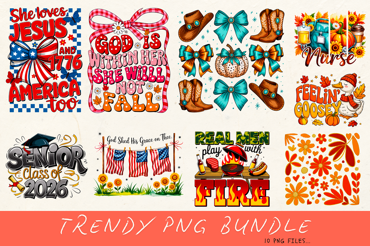 Trendy PNG Design Bundle 1, a Graphic by Rina Akther (Photo 1 of 21)