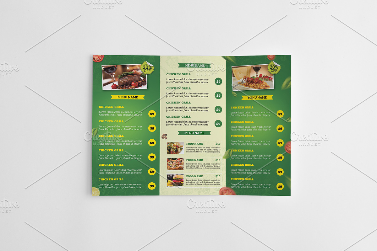 Pizza Trifold Brochure Template, a Brochure Template by GreenPixi (Photo 2 of 4)