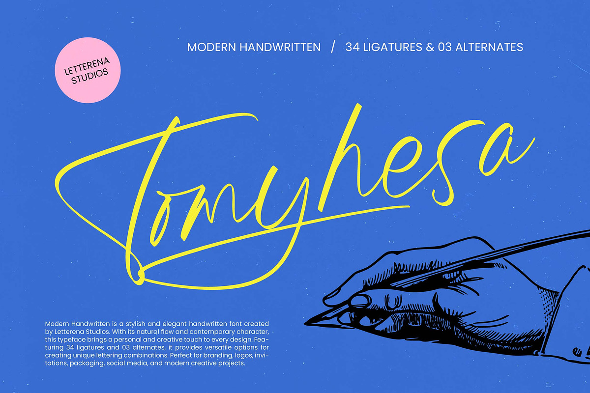 Tomyhesa Modern Handwritten, a Script Font by Letterena Studios Script (Photo 1 of 10)