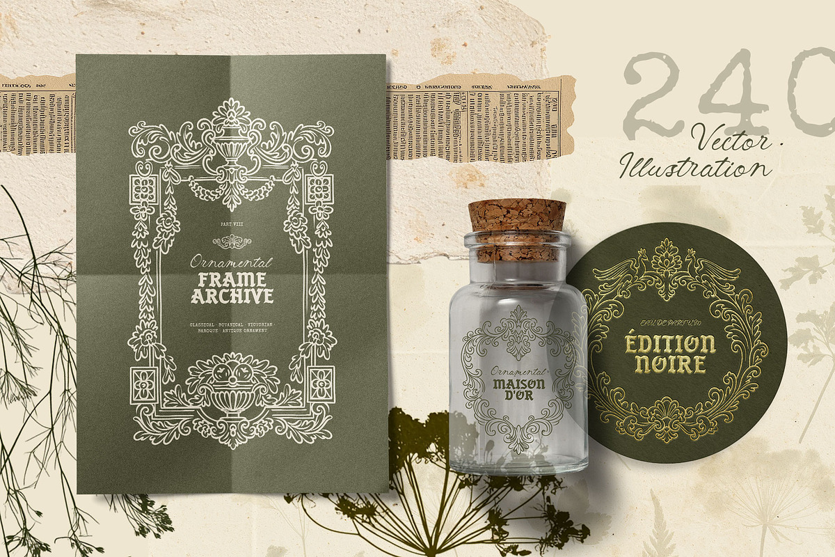 Dark Academia Frame & Ornament Kit, an Object Graphic by KetteCreate (Photo 5 of 21)