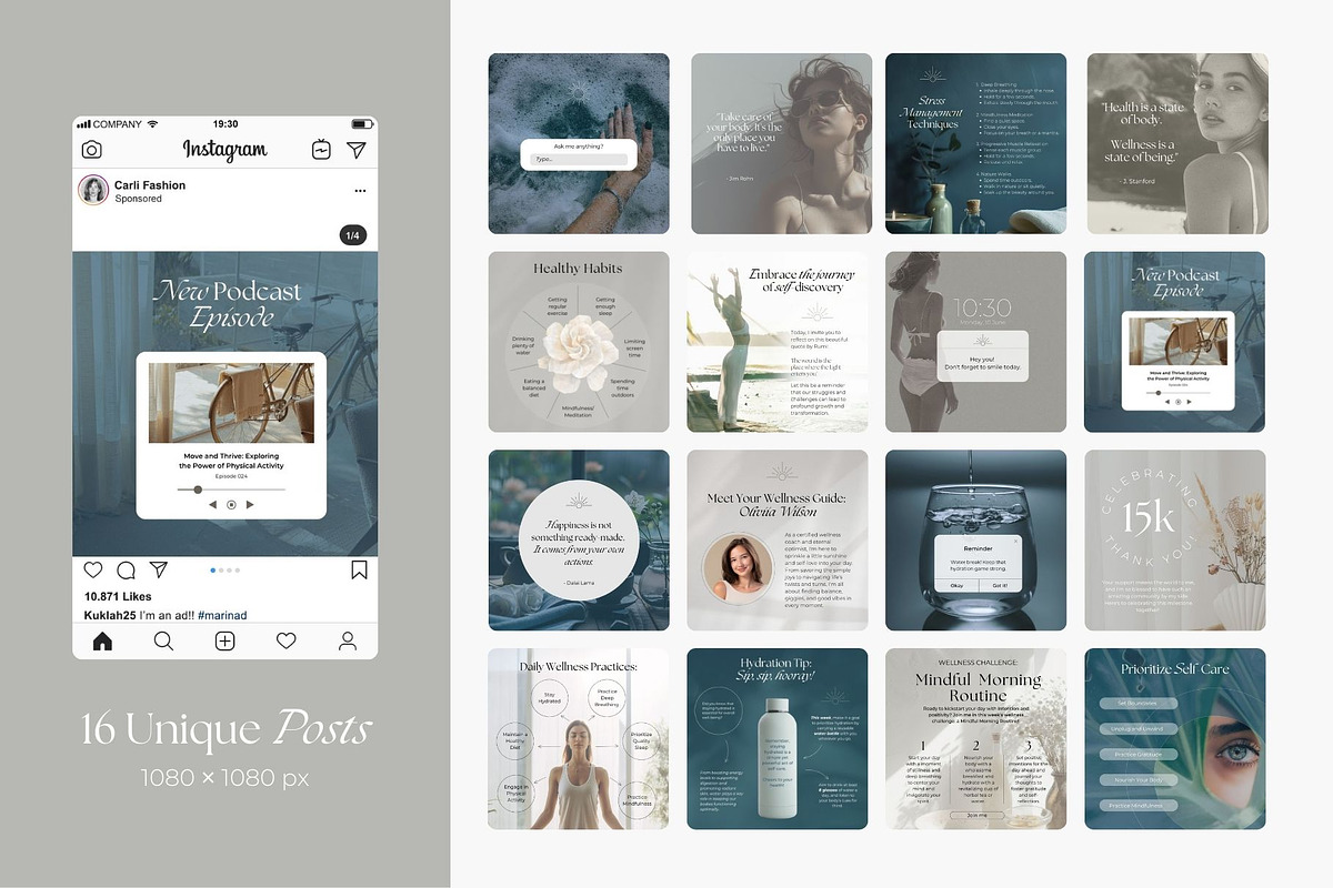 Wellness Instagram Pack, a Social Media Template by R-studio (Photo 5 of 10)