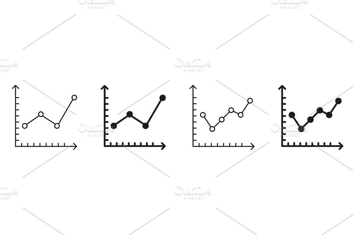Line Graph Chart Icons, an Object Illustration by Gentle Studio