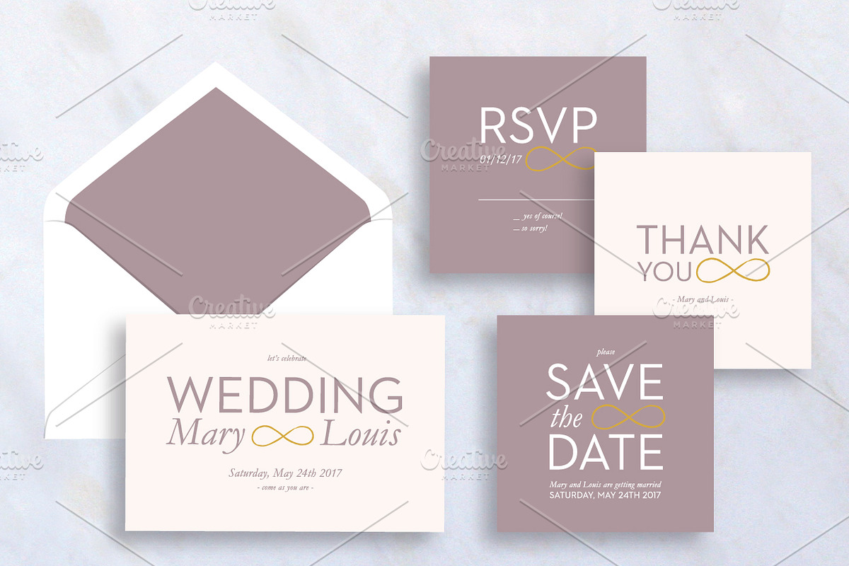 Set of Simple Wedding Invitation, an Invitation Template by stockhype (Photo 1 of 2)