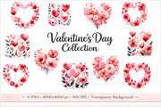 Valentine Heart Floral Clipart, an Illustration by Print Haven (Thumbnail 1 of 4)