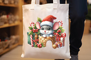 Watercolor Christmas Mouse Clipart, a Work Illustration by CraftArtStudio (Thumbnail 2 of 6)