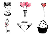 hand drawn valentines day doodle cli, an Illustration by CreationArt (Thumbnail 2 of 5)