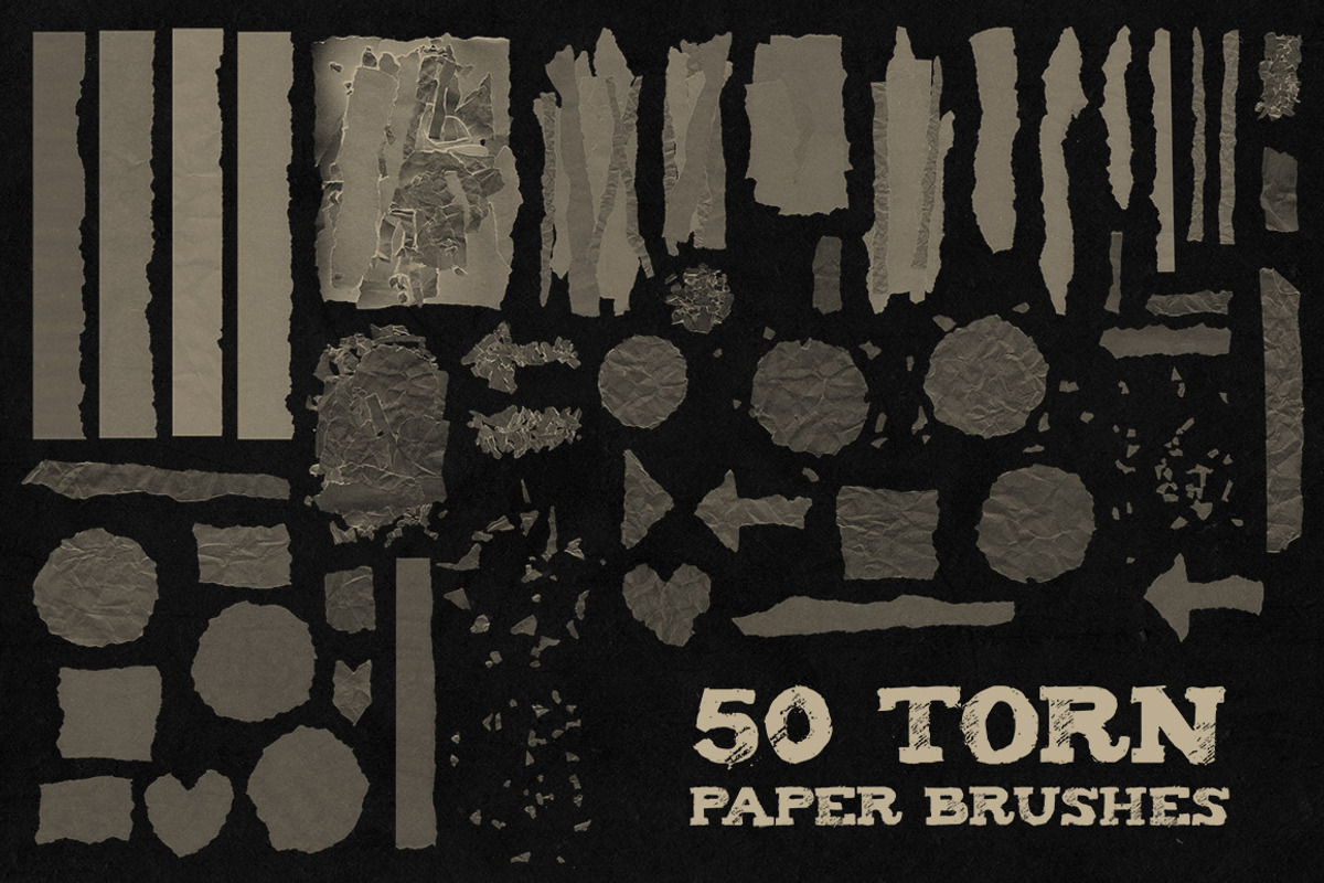 50 Torn Paper Brushes + 8 Textures preview 3