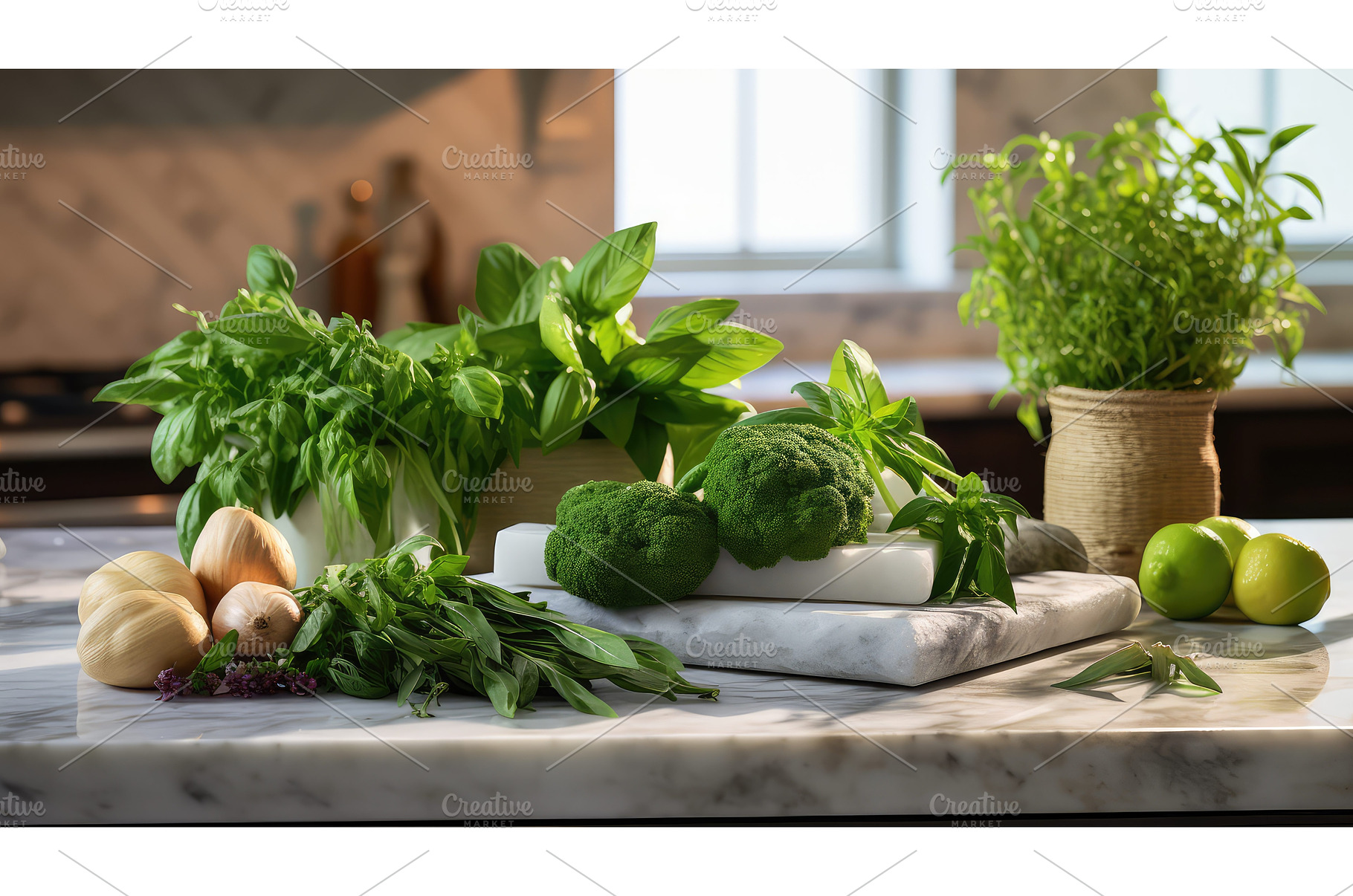 mint produce on table ai generated, a Background Photo by pikepicture