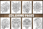 Zentangle Coloring Pages For Adults, a Pattern Graphic by Design Station (Thumbnail 3 of 3)