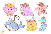 Cowboy Sea Friends PNG Clipart, an Animal Illustration by LemonDesign (Thumbnail 2 of 3)