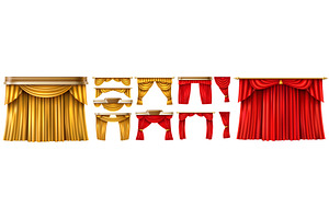Golden and red curtains. Realistic, an Object Illustration by Vectorbuum