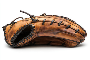 Brown leather baseball glove isolated on white background, a Sports & Recreation Photo by AlyaAnd