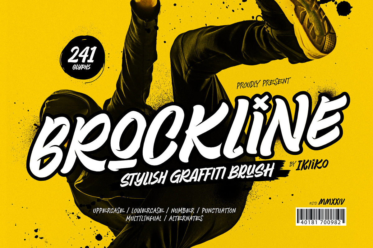 Brockline - Stylish Graffiti Brush, a Handwritten Font by ikiiko (Photo 1 of 7)
