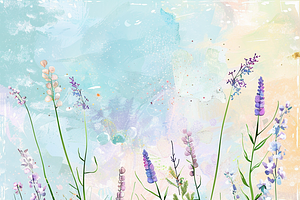 Whimsical Spring Grass And Flowers