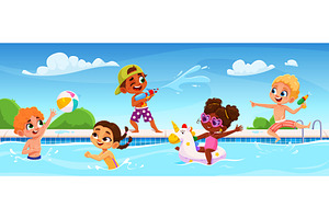 Cartoon children bathe swim, a Person Illustration by Buch&Bee