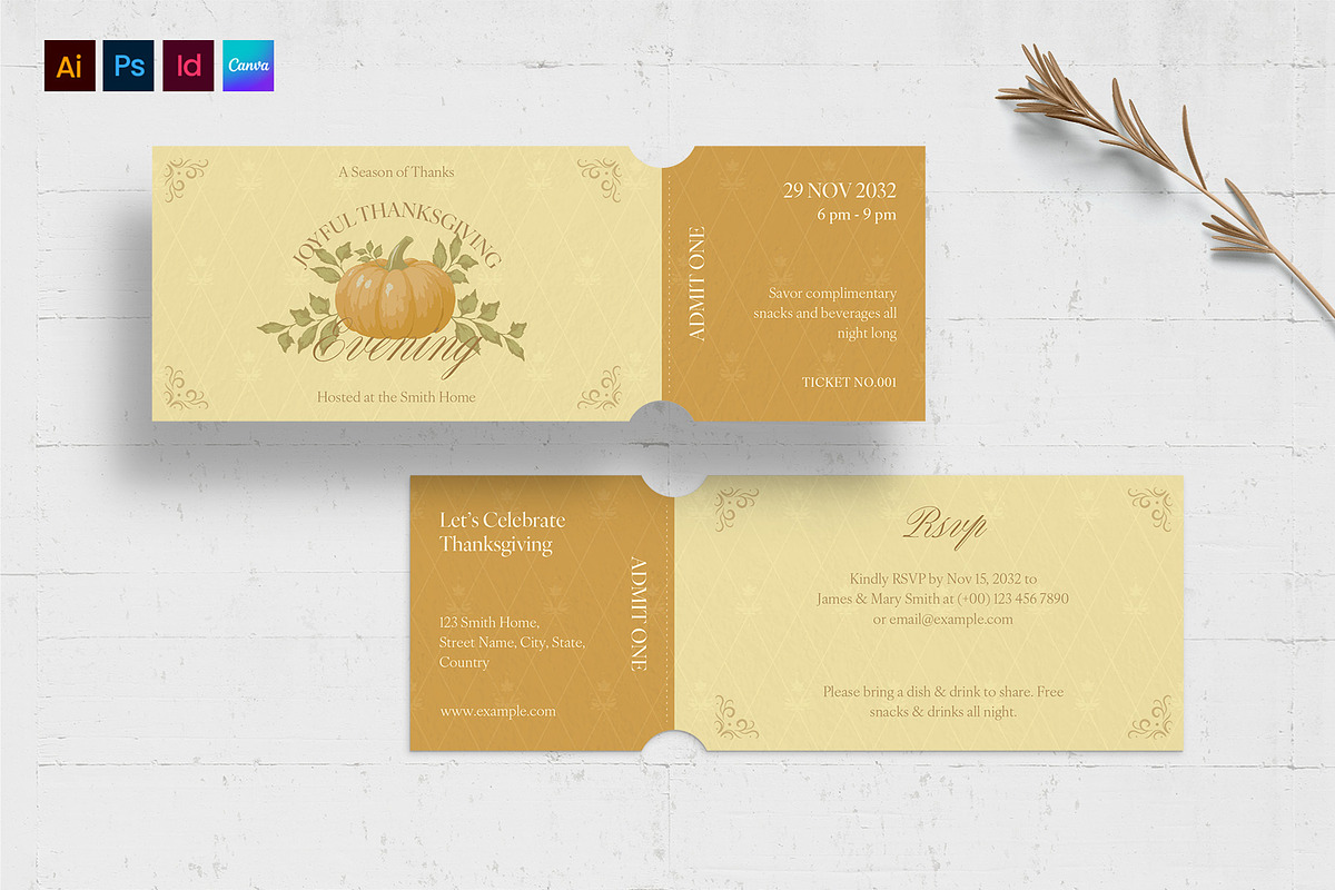 Thanksgiving Ticket Template, a Stationery Template by BrandPacks (Photo 1 of 5)