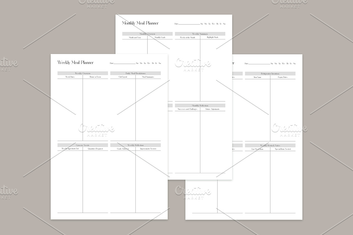 Meal Planning Pages Set V-15, a Stationery Template by shahsoft (Photo 3 of 3)
