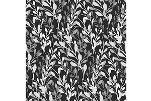 Grayscale seamless floral pattern, a Texture Illustration by okskukuruza
