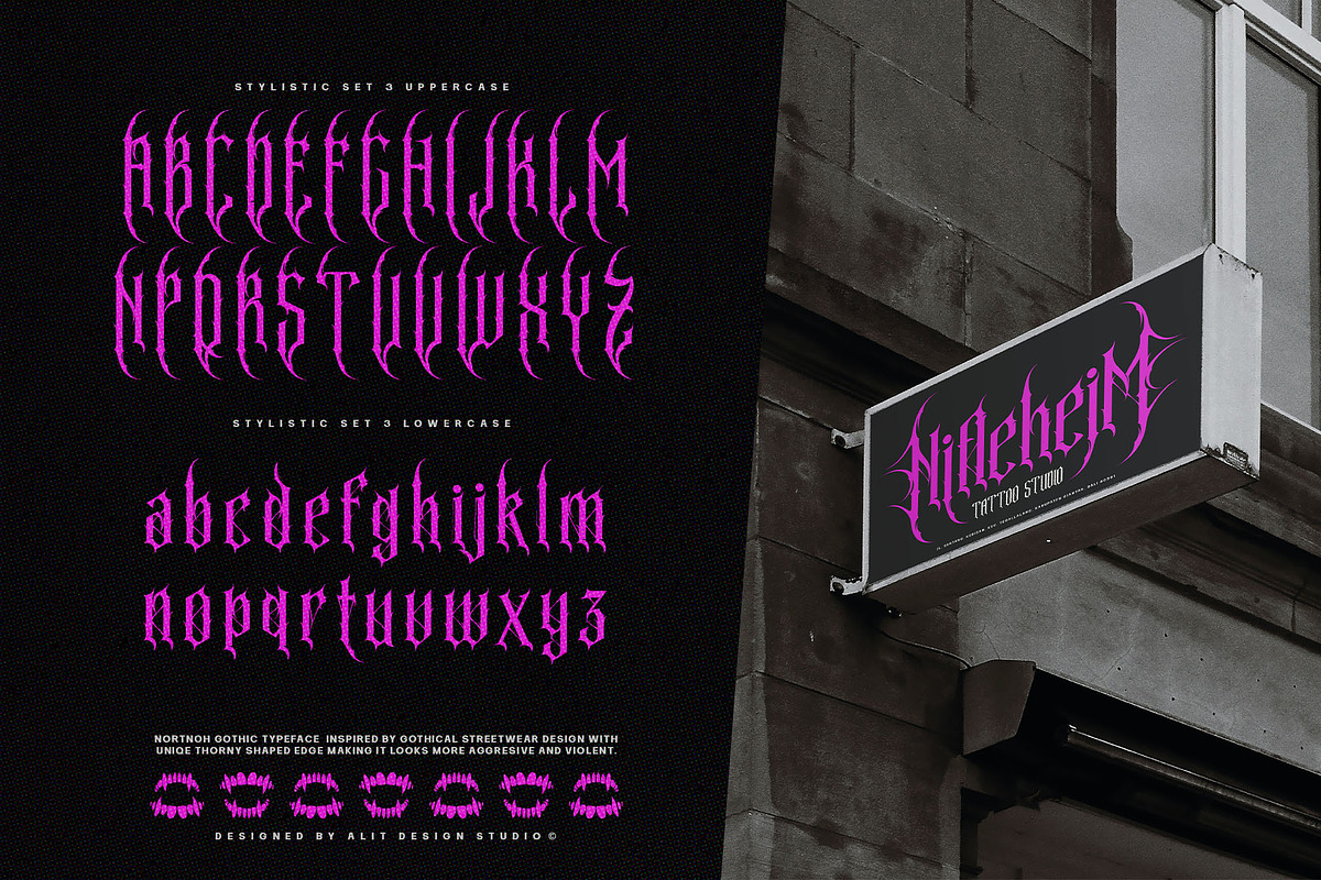 Nortnoh Metal Modern Typeface, a Blackletter Font by alit design (Photo 11 of 20)