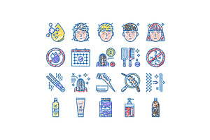 Keratin Hair Procedure set Icons, an Object Illustration by pikepicture