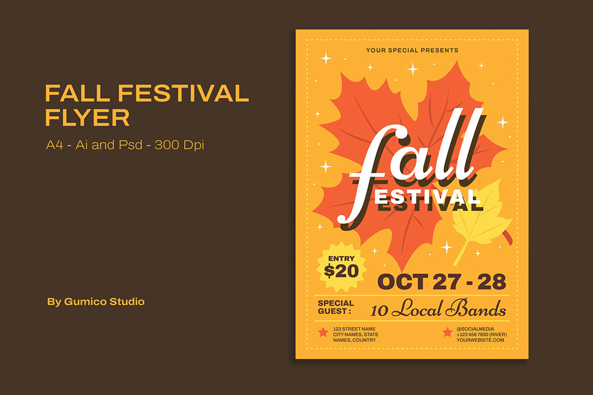 Fall Festival Flyer, a Flyer Template by Gumico Studio. (Photo 1 of 3)