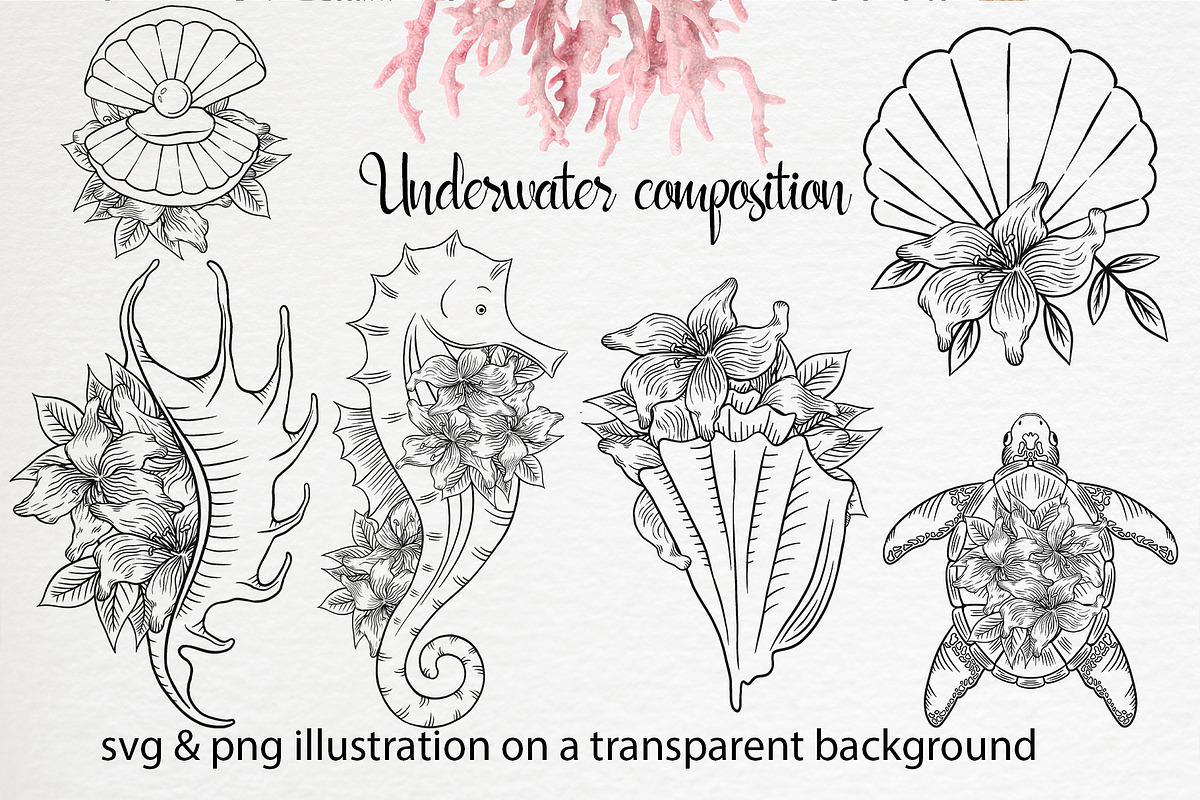 Underwater life set clipart, an Illustration by Gennadi Digital Studio (Photo 6 of 6)