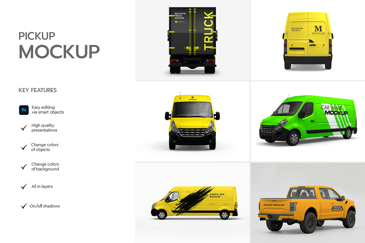 Pickup Truck & Delivery Van Mockup, an Advertising Mockup by graphypix (Photo 4 of 15)