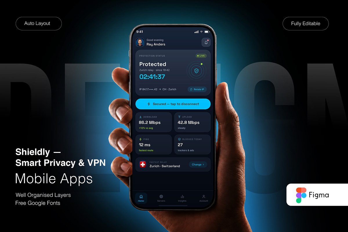 Smart Privacy & VPN App UI Kit, an UI Kit Template by Pitchlook.Studio (Photo 1 of 4)