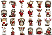 Valentine Woodland Animal Clipart, an Illustration by Sublimation Artist (Thumbnail 2 of 6)
