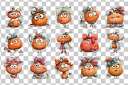 Quirky Coquette Pumpkins PNG Clipart, a Seasonal Illustration by Nicolle's Colorful Art (Thumbnail 3 of 6)