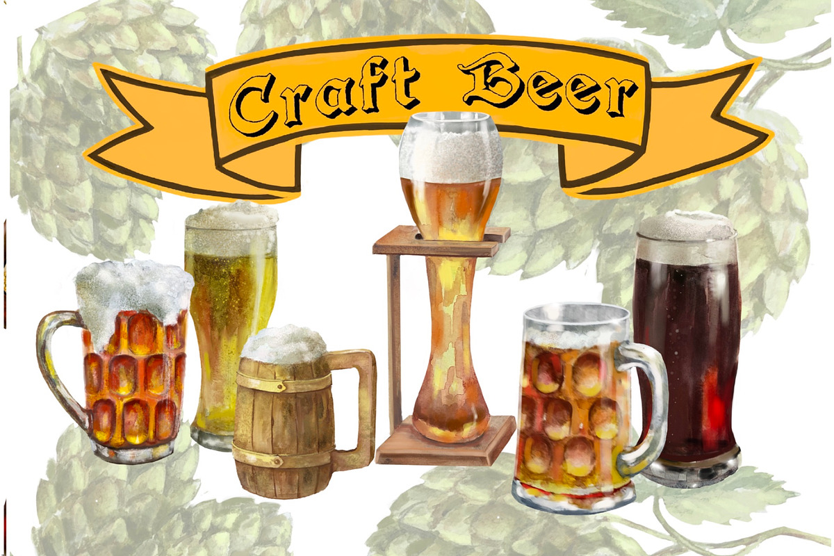 Beer and snacks watercolor set., a Food Illustration by AkvarelRiver (Photo 3 of 7)