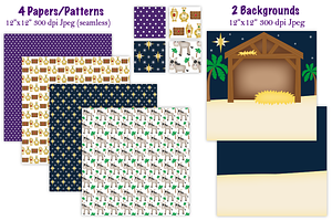 Christmas Nativity Clipart & Paper