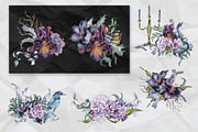 Dark floral watercolor clipart, an Illustration by Kate Lanbina (Thumbnail 8 of 19)