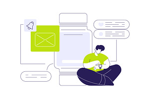 Social media notifications on, a Technology Illustration by Visual Generation