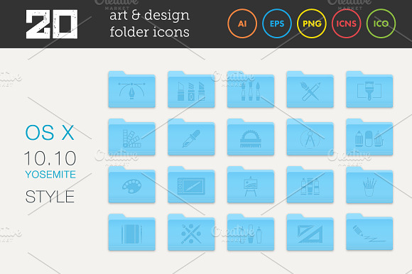 Art And Design Folder Icons Set 1