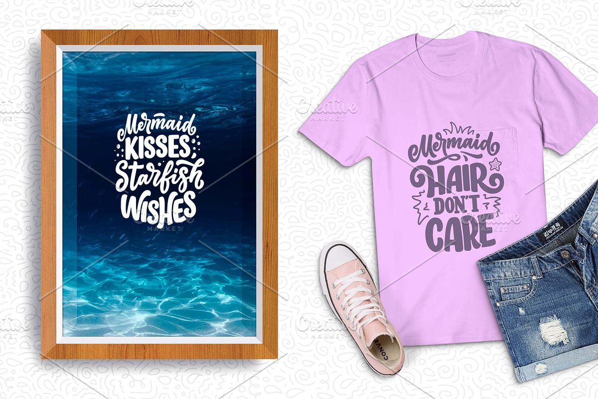 Mermaids Lettering Quotes, a Decorative Illustration by Artlana (Photo 2 of 3)