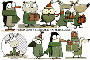 Hand Drawn Christmas Animals Clipart, an Illustration by OK Design (Thumbnail 2 of 6)
