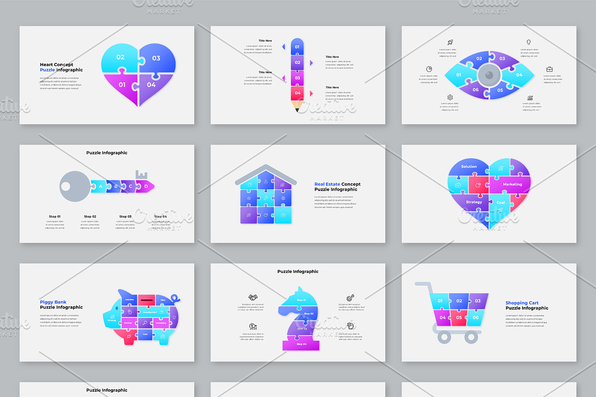 Animated Puzzle Infographics Pack preview 8