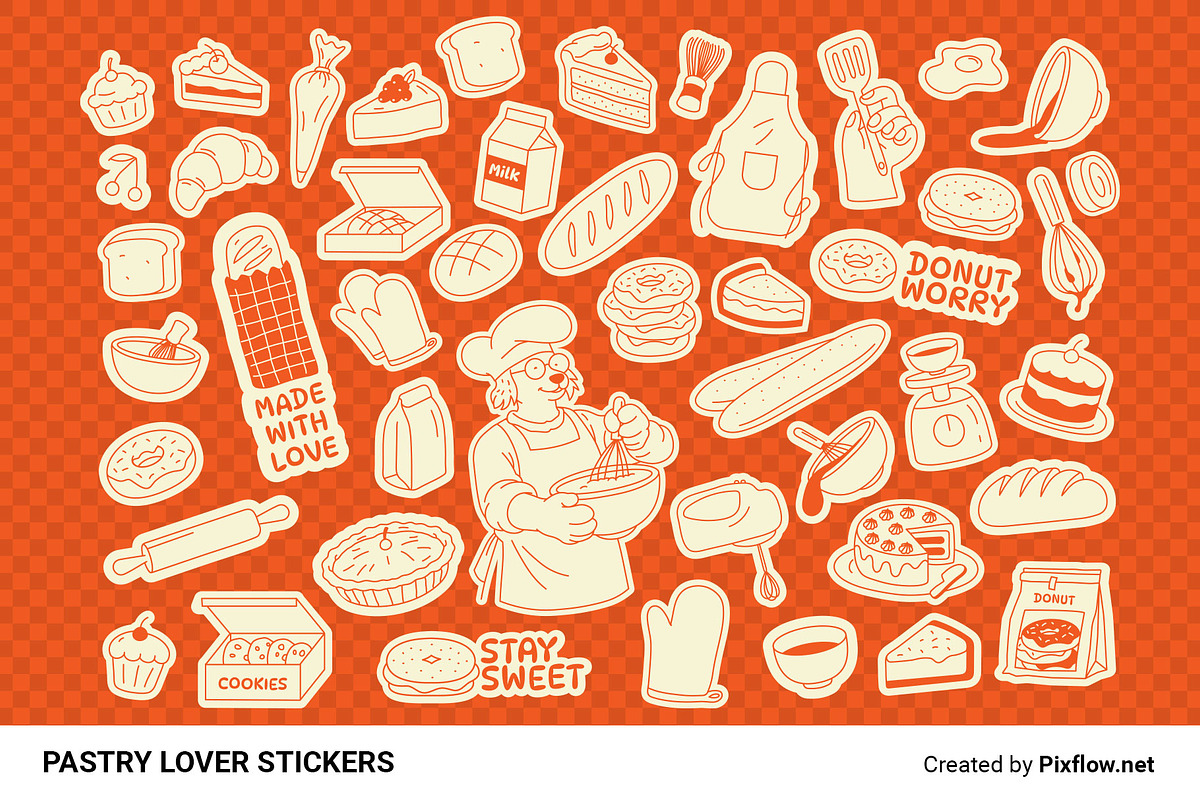 Pastry Lover Stickers, a Solid Icon by Pixflow (Photo 1 of 6)